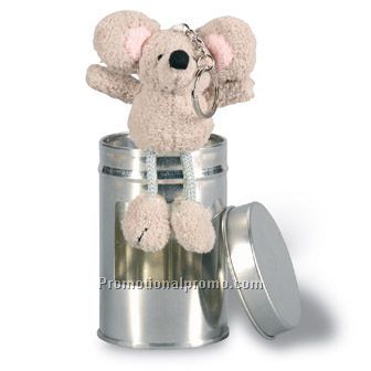 Plush mouse in tin box