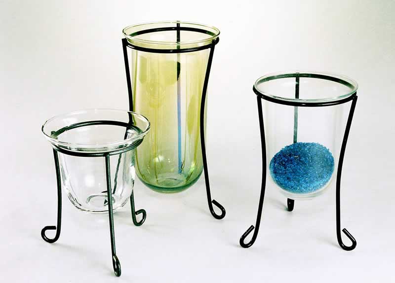 Candle holder with metal stand 
  
   
     
    