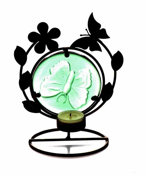 Candle holder with metal stand 
  
   
     
    