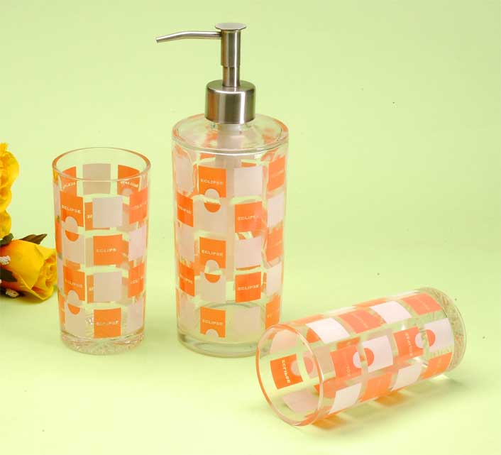 glass bath set with decal 
  
   
     
    