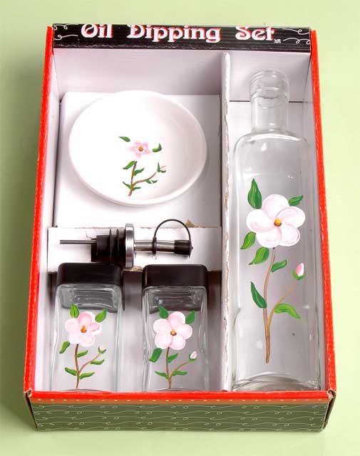 hand painted oil dipping set with display tray
  
   
     
    