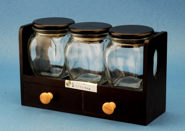 storage jar set with wood lid 
  
   
     
    