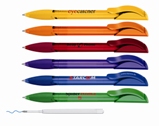 Brightly coloured soft grip ballpens for effective promotional impact.