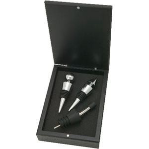 FRASCO 3-bottle stop set in wood box