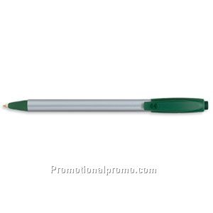 Paper Mate Sport Retractable Silver Barrel/Forest Green Trim, Blue Ink Ball Pen