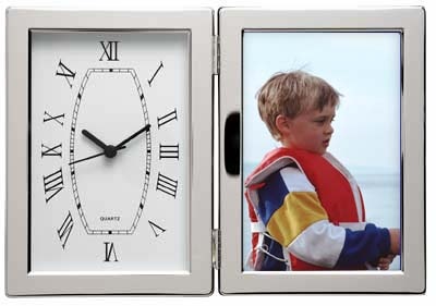 Hinged Clock & 4"x6" Photo Frame