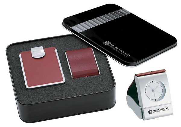 Business Card Case / Travel Alarm Clock Giftset