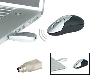 Wireless Mini Optical 800 DPI Mouse with USB to PS2 Adaptor