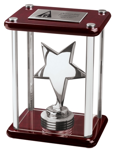 Enclosed star in wood and glass case