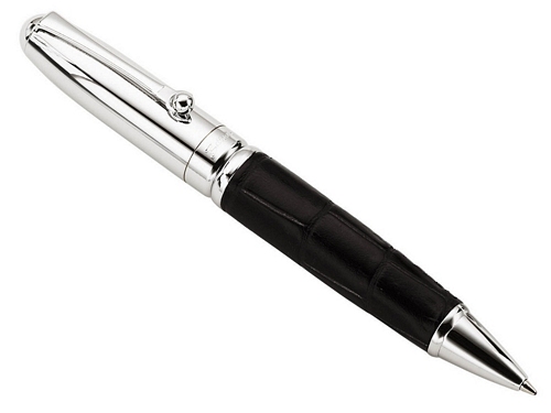 Black Alligator Leather Barrel Pen