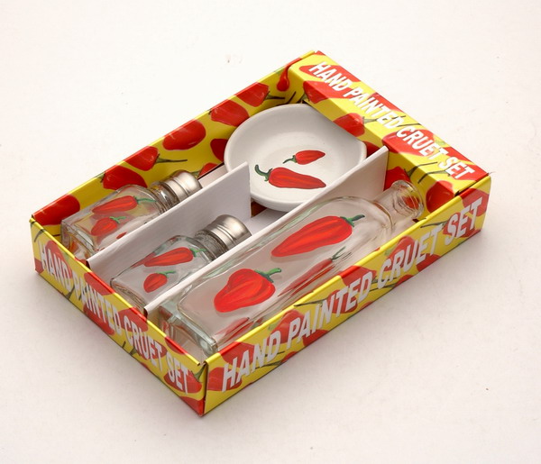 hand painted cruet set with display tray
  
   
     
    