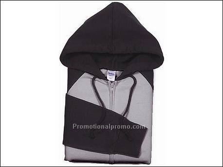 Bella Fleece Raglan Hooded Zip, Dhthr/Black