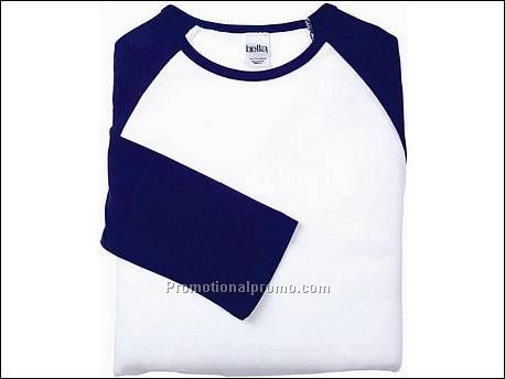 Bella T-sh Raglan 3/4 Sleeve, White/Navy