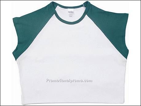 Bella T-sh Raglan Cap Sleeve, White/Kelly