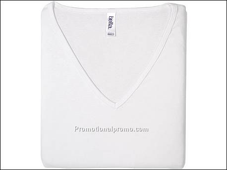 Bella T-sh Sheer rib V-neck, White