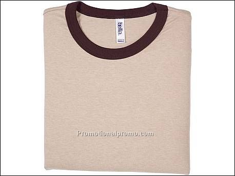Bella T-shirt 50/50 ringer, Heather Tan/Chocolate