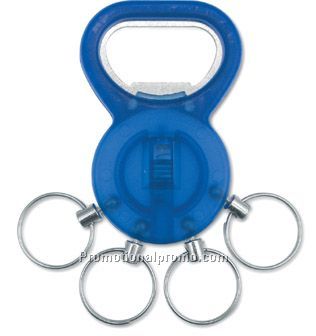 Bottle opener with key rings