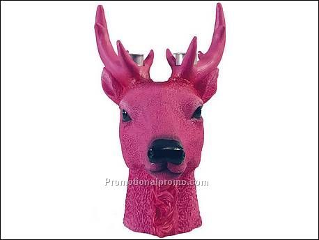Candle holder Deer polyresin pink
