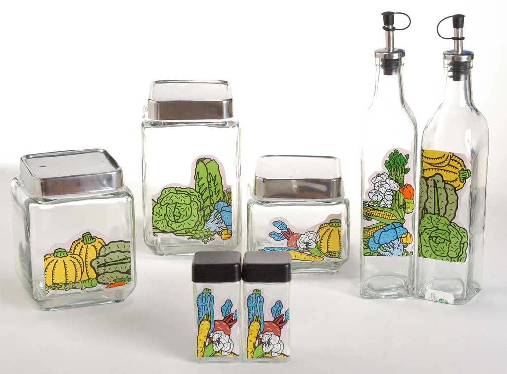 sotorage containers and cruet set with decals
  
   
     
    