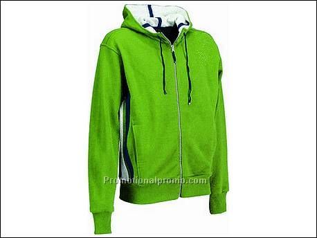 Hooded full zip sweater stripes. YKK44590..