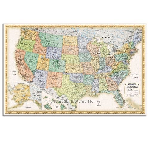 Map - Classic US Wall Map, Reduced Size, 32" x 21"