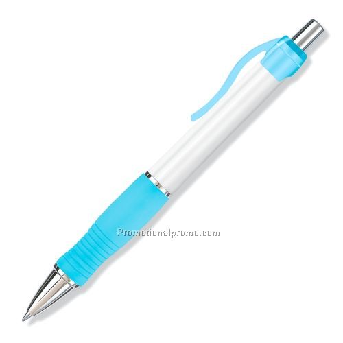 Pen - Paper Mate Breeze White Barrel with Colored Grip and Clip Ball Pen, Ballpoint