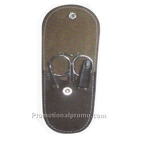 Stainless steel manicure set in case