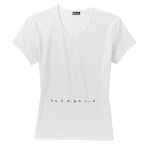 T-Shirt - Hanes Ladies' Silver V-Neck, Short Sleeve, White