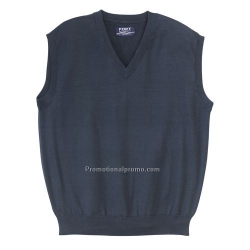 Vest - Port Authority Signature Fine Gauge V-Neck Sweater Vest, 100% Cotton