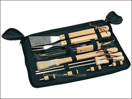 10 delig BBQ set van roestvrij...