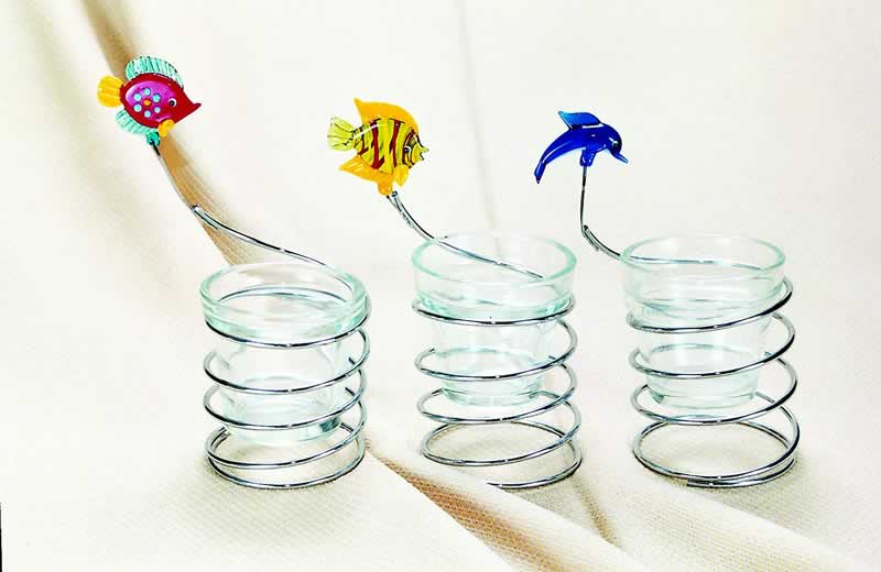 Candle holder with metal stand 
  
   
     
    