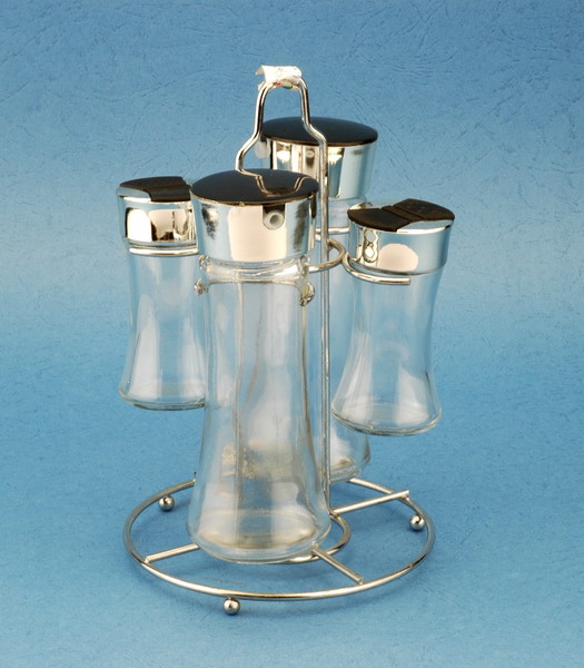 Cruet set with metal stand
  
   
     
    