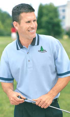 Port  Authority- Pique Knit Sport Shirt with Stripe Trim