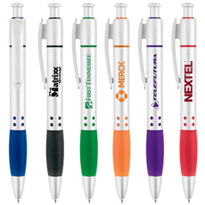 Satin Silver pen with Colored Grip