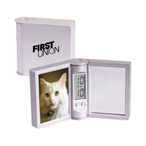 Folding Clock/Photo Frame with Mirror