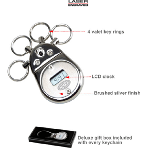 Metal valet LCD clock keychain