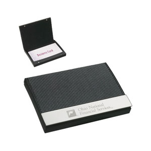 PIXELO B&Gray Weave with Chrome front panel-business card case