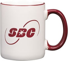 12 oz mug with colored rim & handle