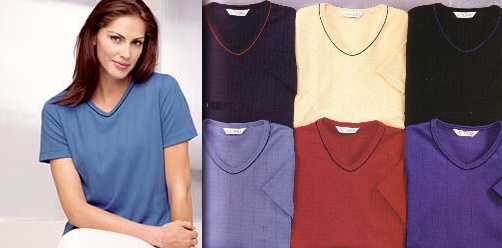 Outer Banks Ladies' Drop-Needle Interlock V-Neck