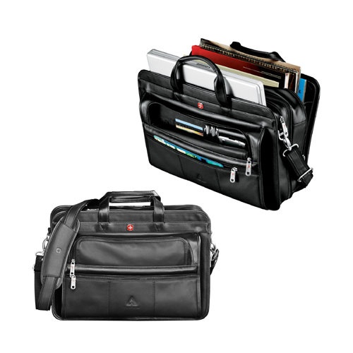 Wenger Leather Double Compartment Attache