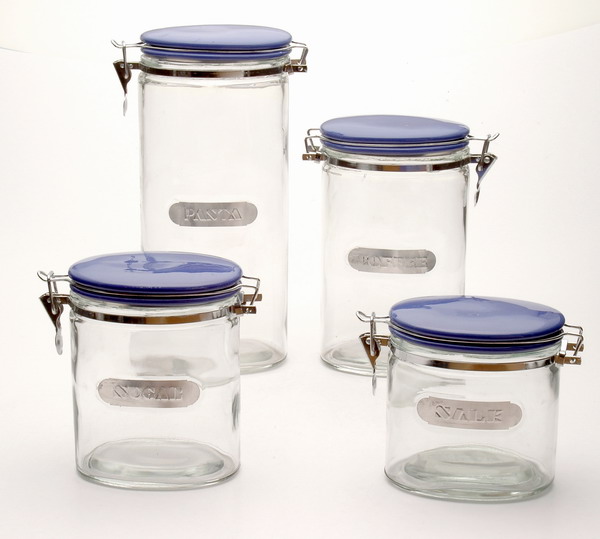 4pcs storage jar set with clip & ceramic lid
  
   
     
    