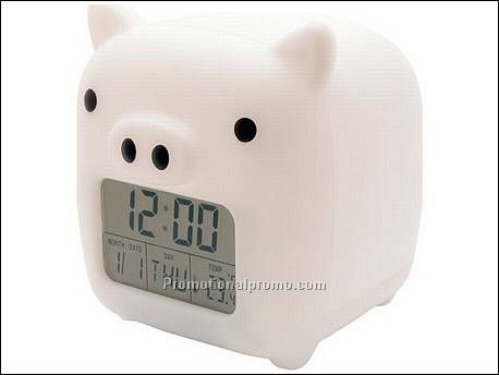 Alarm clock Pig white w. changing...