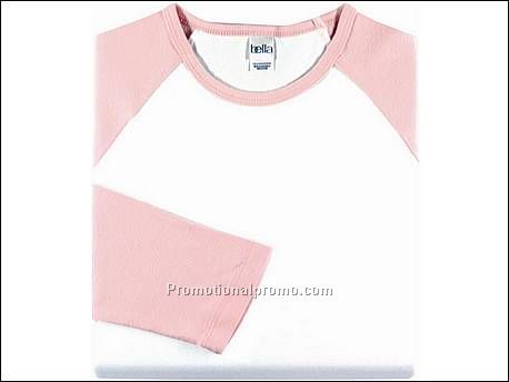 Bella T-sh Raglan 3/4 Sleeve, White/Pink