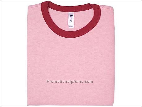 Bella T-shirt 50/50 ringer, Pink Heather/Cardinal