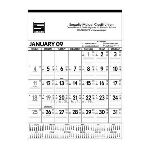 Calendar - Black & White Contractor's Memo