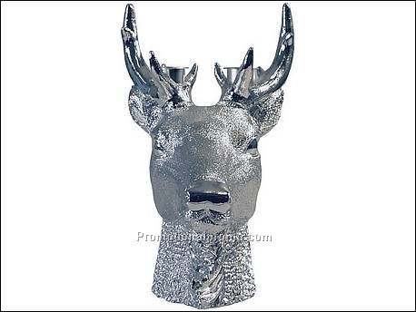 Candle holder Deer polyresin silver