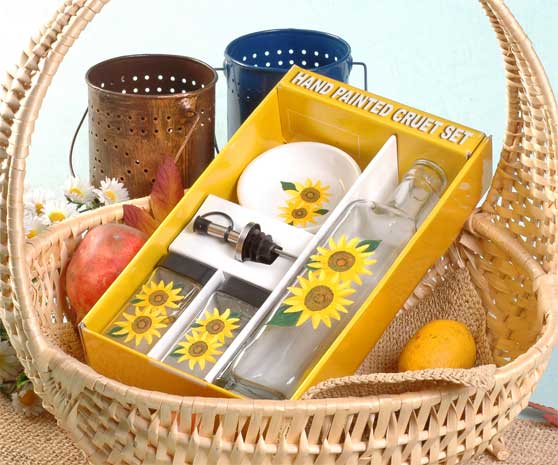 hand painted cruet set with display tray
  
   
     
    