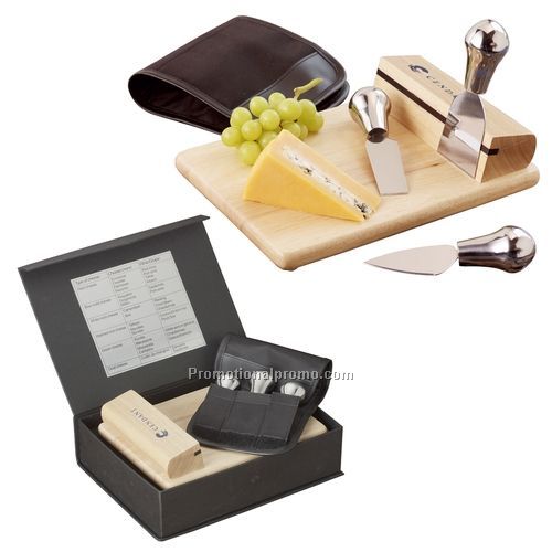 Gift Set - The Entertainers Wine & Cheese Set, Wood
