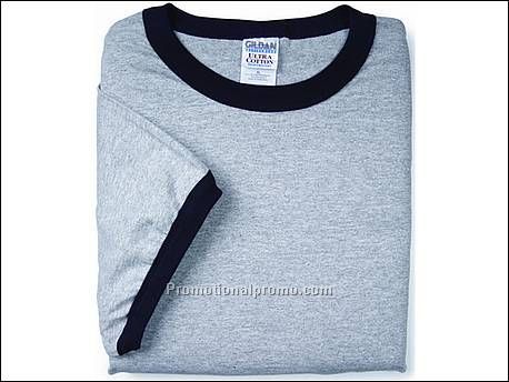 Gildan T-shirt Cotton Ringer, FB95 Sport Grey/BK