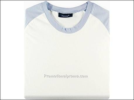 Hanes T-shirt Baseball BeauTy, White/Aqua Blue